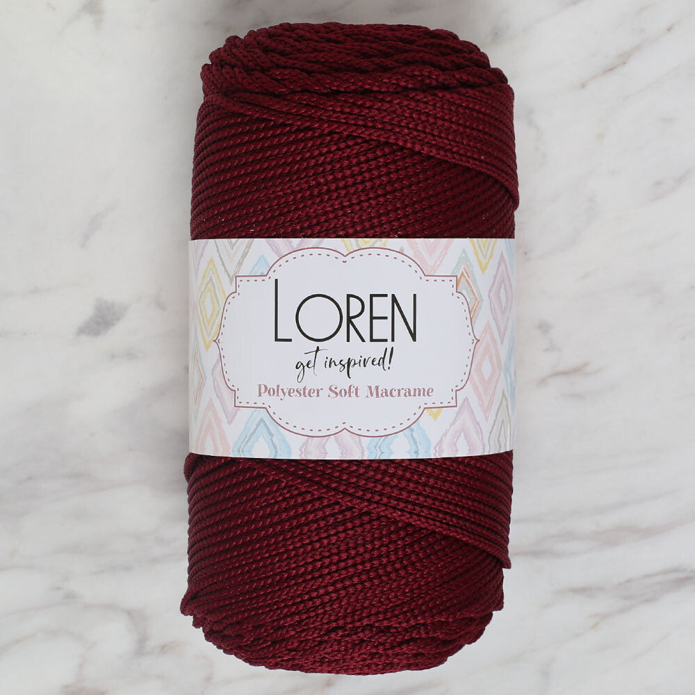 Loren Polyester Soft Macrame Bordo El Örgü İpi - LM039