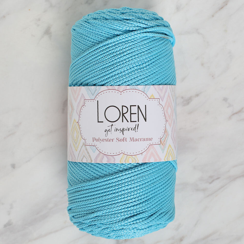 Loren Polyester Soft Macrame Turkuaz El Örgü İpi - LM045