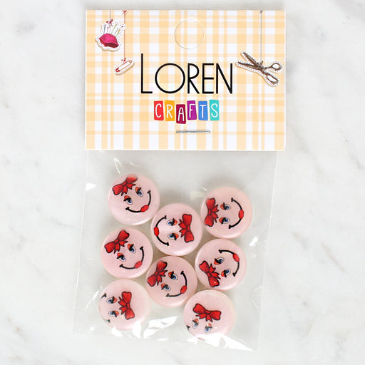 Loren Crafts 8'li Gülen Yüz Düğme - 1019