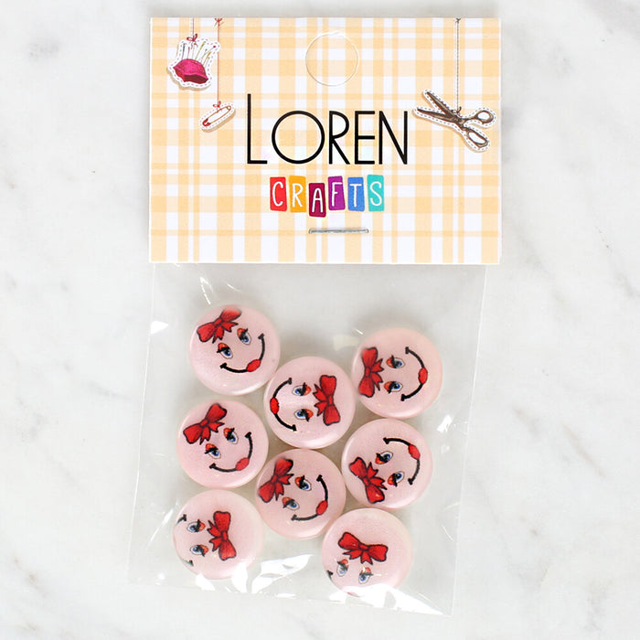 Loren Crafts 8'li Gülen Yüz Düğme - 1019