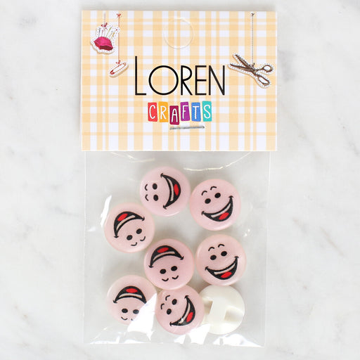 Loren Crafts 8'li Gülen Yüz Düğme - 1025