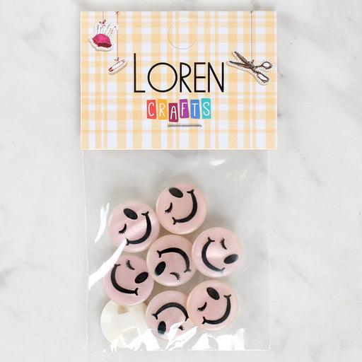 Loren Crafts 8'li Gülen Yüz Düğme - 1026