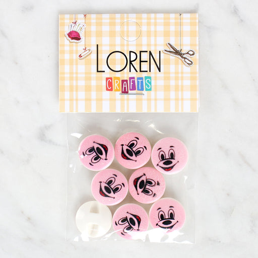 Loren Crafts 8'li Gülen Yüz Düğme - 1035