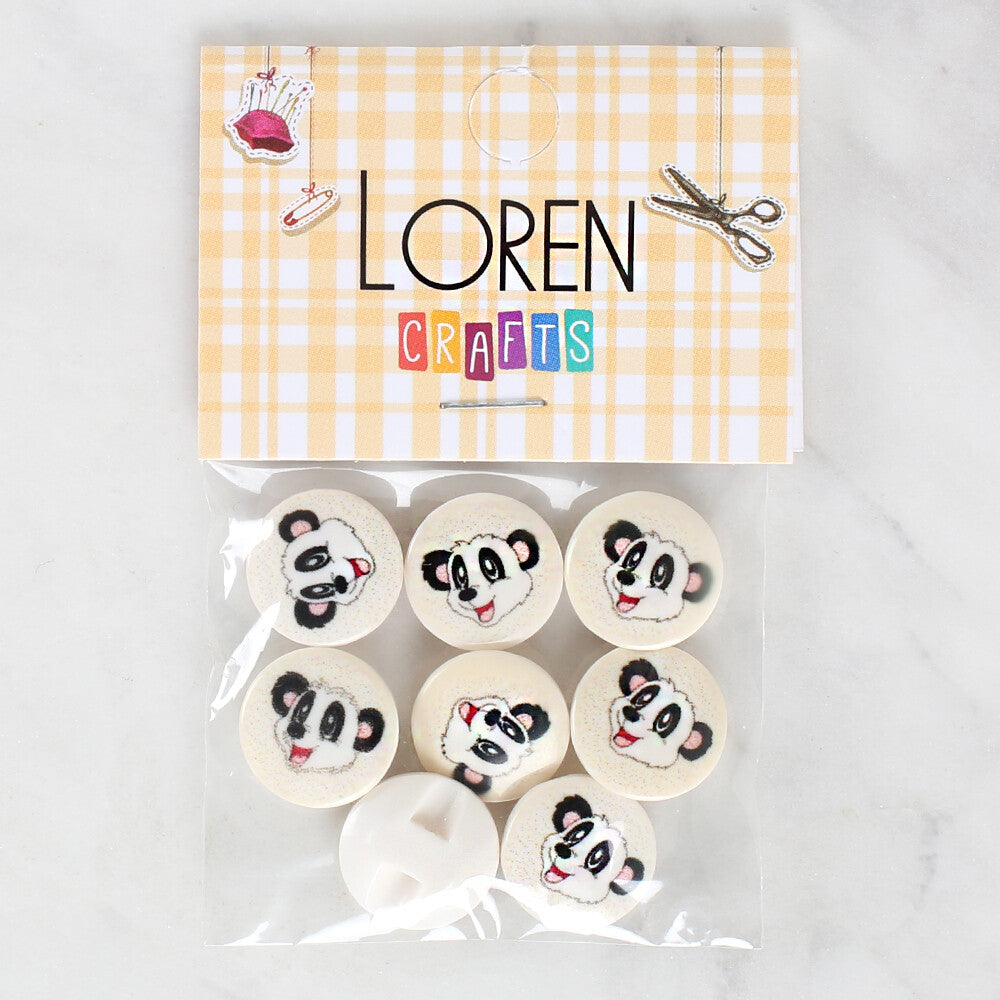 Loren Crafts 8'li Panda Düğme - 1052