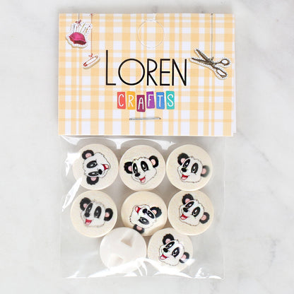 Loren Crafts 8'li Panda Düğme - 1052