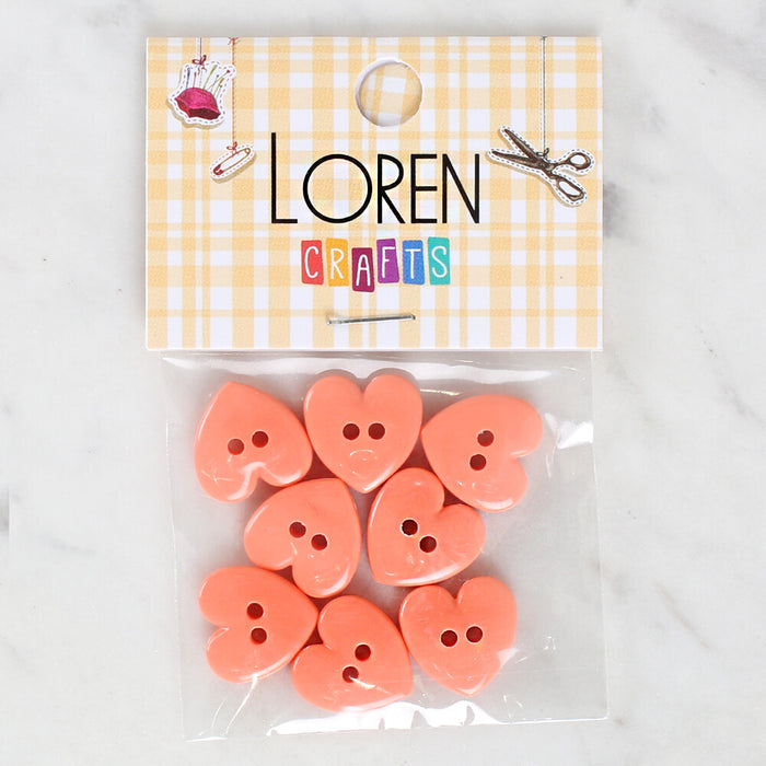 Loren Crafts 8'li Yavruağzı Kalp Düğme - 1073