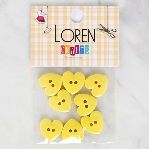Loren Crafts 8'li Sarı Kalp Düğme - 1075