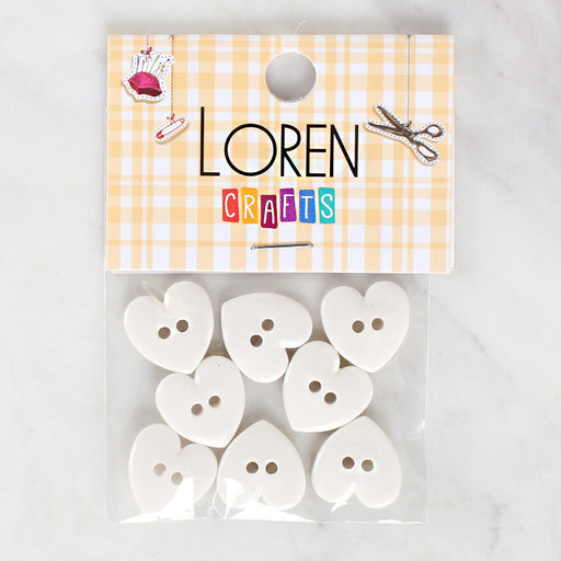 Loren Crafts 8'li Açık Krem Kalp Düğme - 1077
