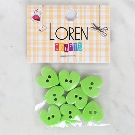 Loren Crafts 8'li Yeşil Kalp Düğme - 1078