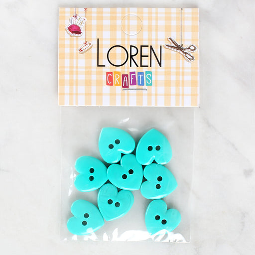 Loren Crafts 8'li Yeşil Kalp Düğme - 1082