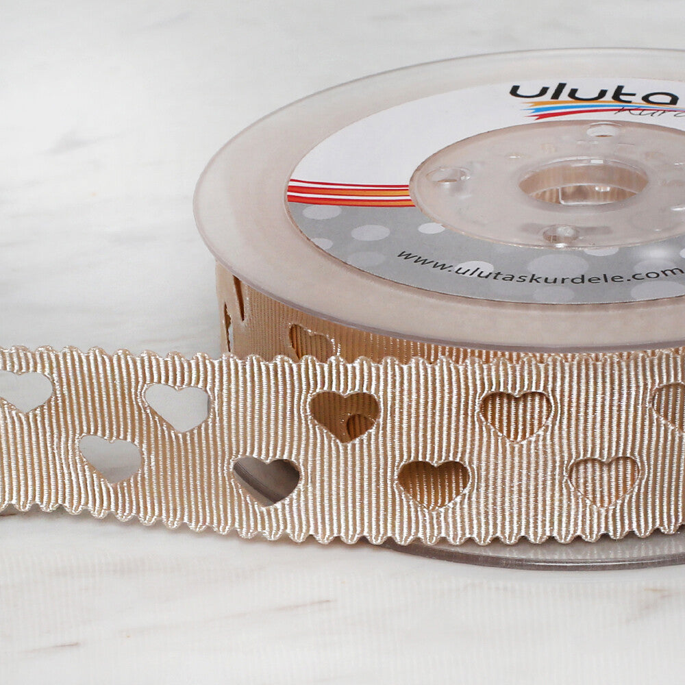 Ulutaş 2,5 cm 20 mt Grogren Bej Saten Kurdele