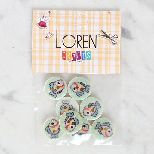 Loren Crafts 8'li Balık Düğme - 1161