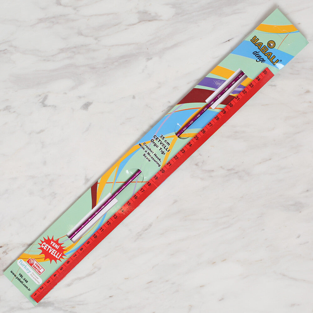 Yabalı 4 mm 35 cm Mor Cetvelli Örgü Tığı - YBL-348