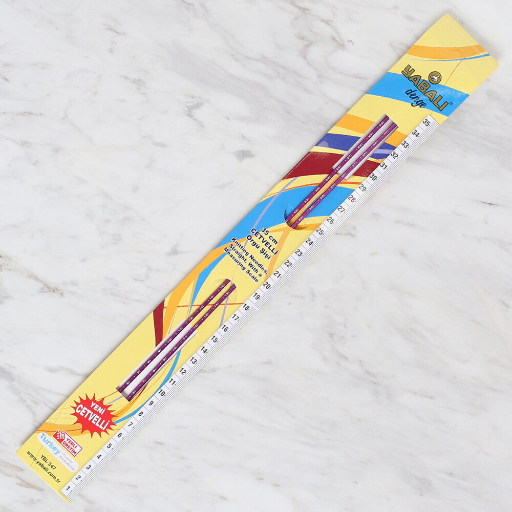 Yabalı 3 mm 35 cm Mor Cetvelli Örgü Şişi - YBL-347