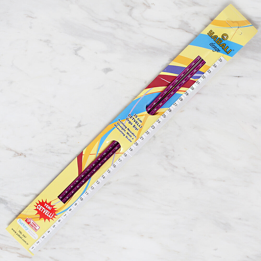 Yabalı 6 mm 35 cm Mor Cetvelli Örgü Şişi - YBL-347