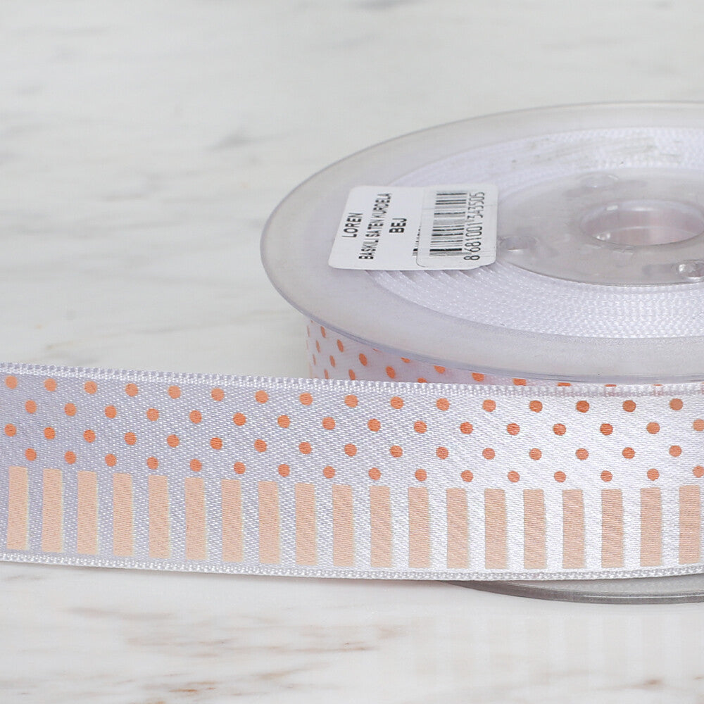 Ulutaş 2,5 cm 20 mt Baskılı Bej Saten Kurdele