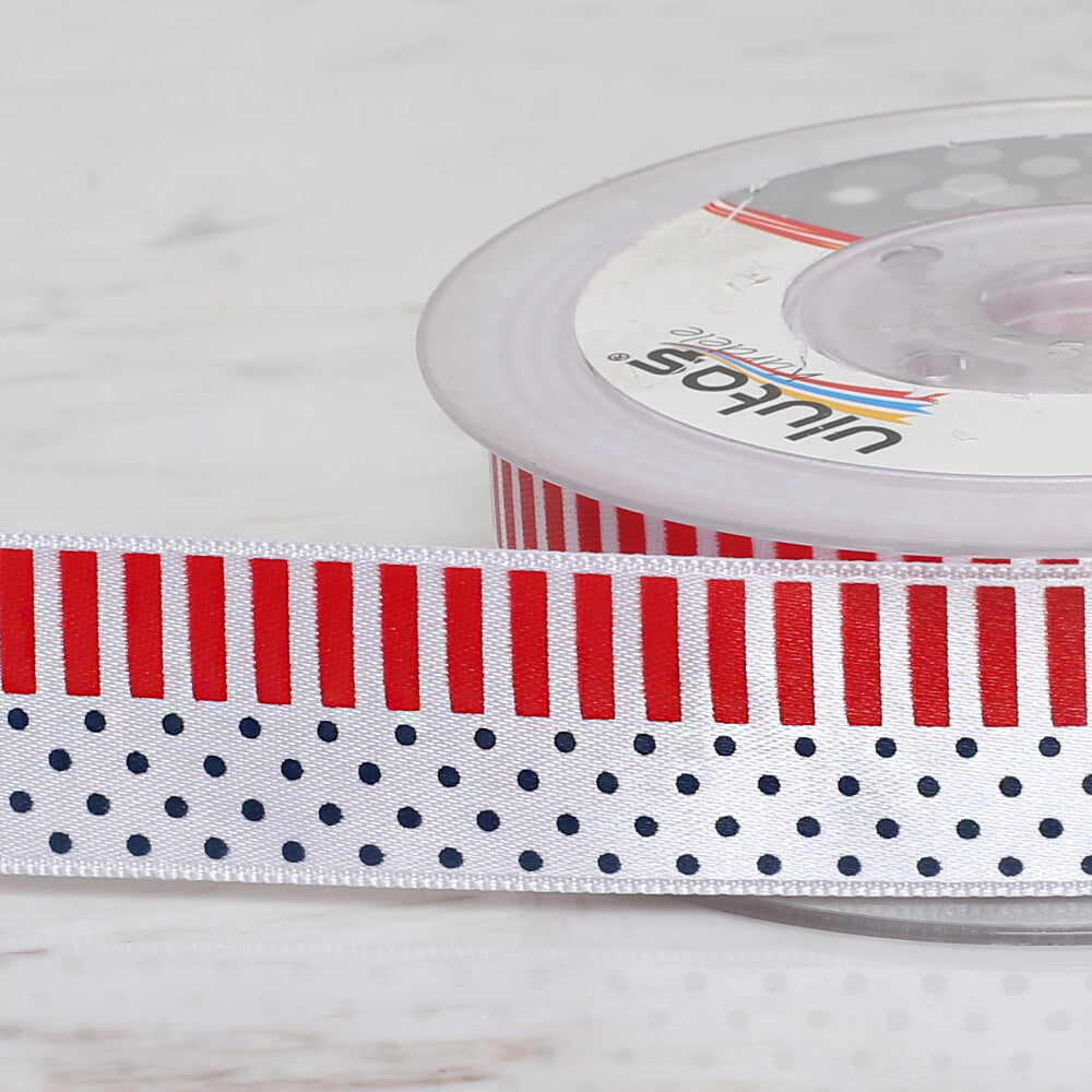 Ulutaş 2,5 cm 20 mt Baskılı Kırmızı-Mavi Saten Kurdele