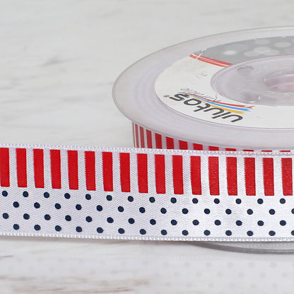 Ulutaş 2,5 cm 20 mt Baskılı Kırmızı-Mavi Saten Kurdele