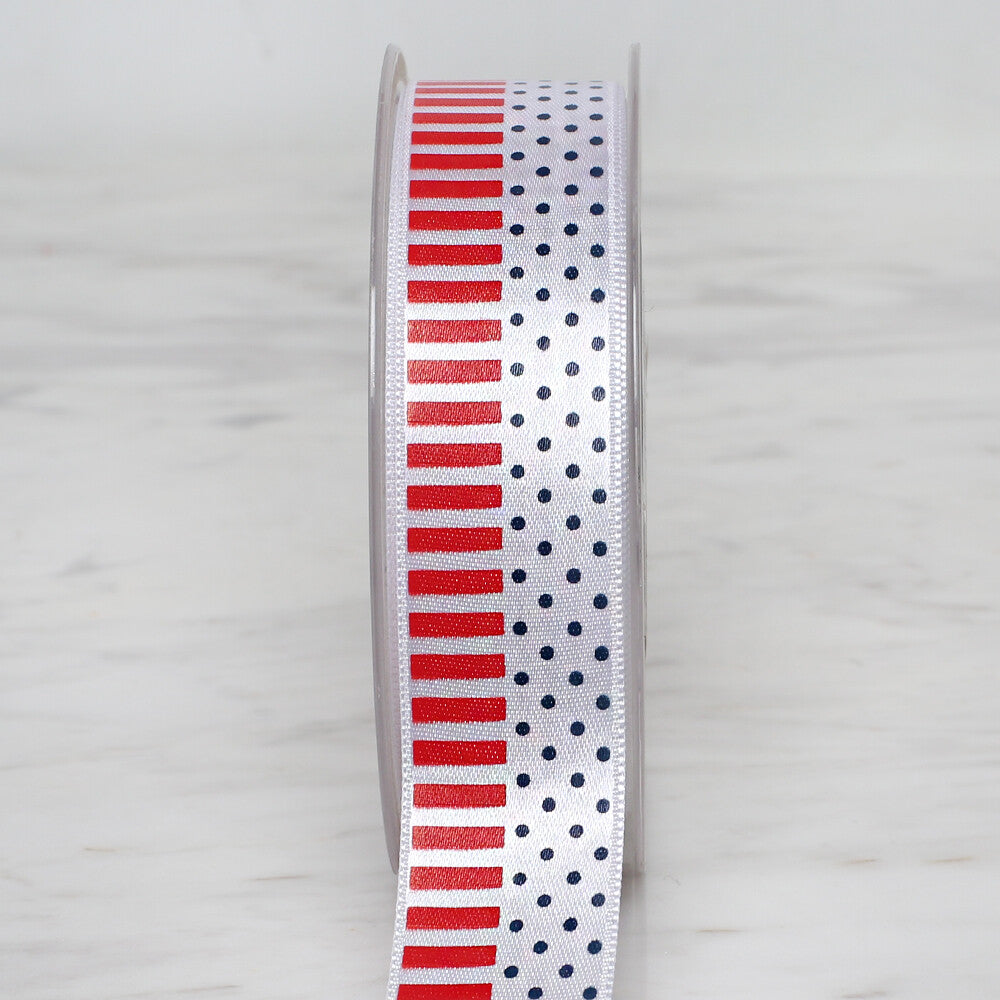 Ulutaş 2,5 cm 20 mt Baskılı Kırmızı-Mavi Saten Kurdele