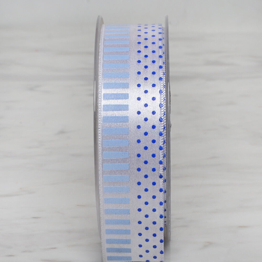 Ulutaş 2,5 cm 20 mt Baskılı Mavi Saten Kurdele