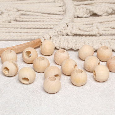 Loren Crafts 30 Adet Ham Yuvarlak Ahşap Boncuk 18mm