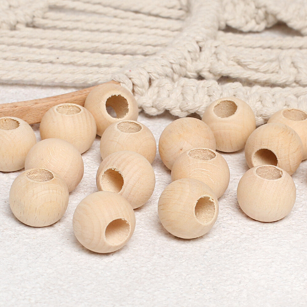 Loren Crafts 20 Adet Ham Yuvarlak Ahşap Boncuk 20mm