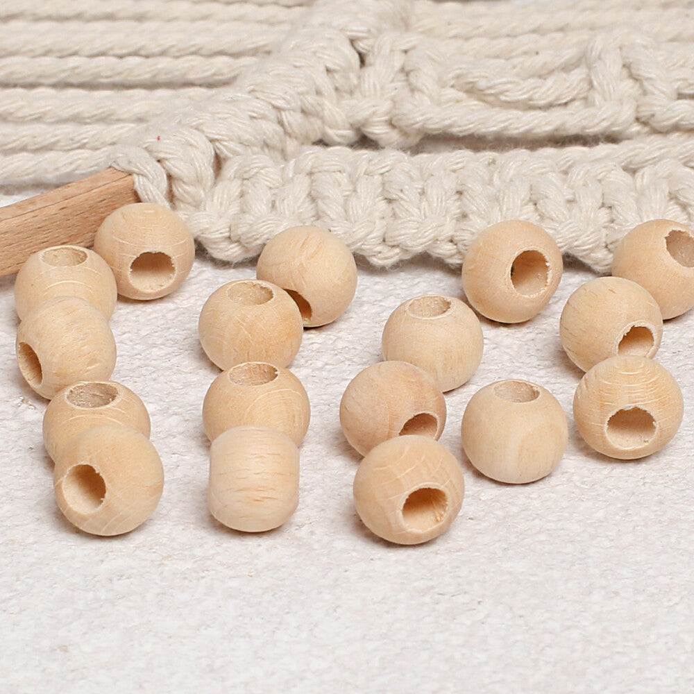 Loren Crafts 75 Adet Ham Yuvarlak Ahşap Boncuk 12mm