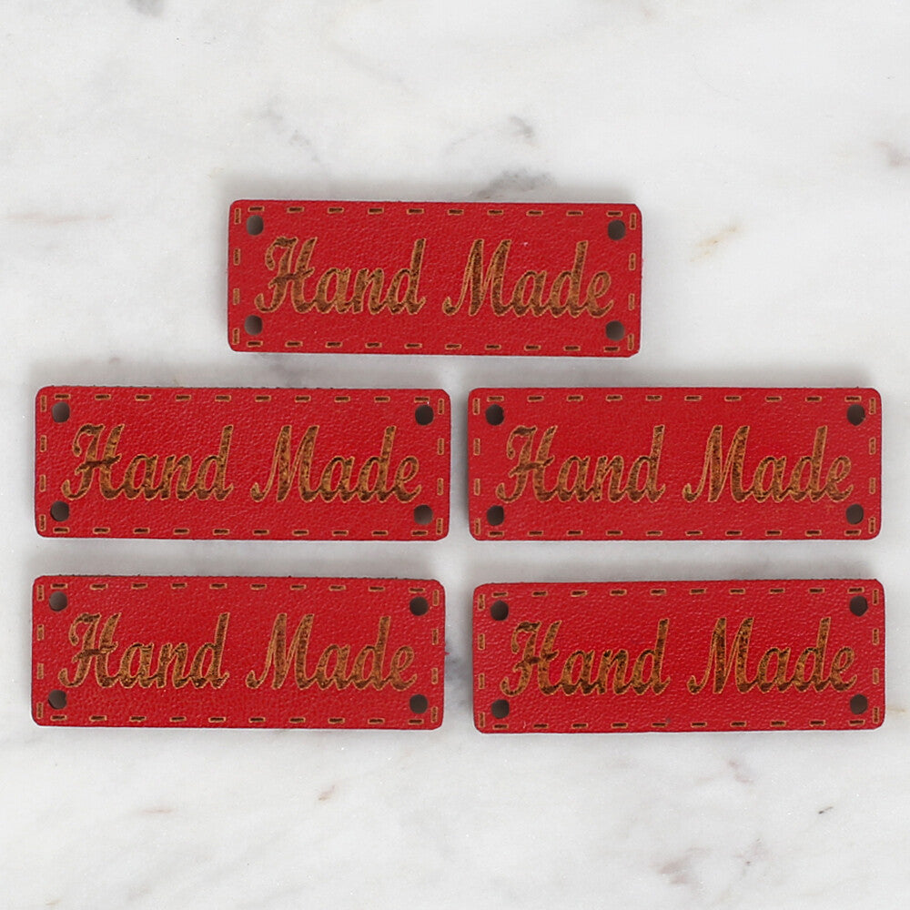 Loren Crafts 5'li Handmade Yazılı Kırmızı Deri Etiket