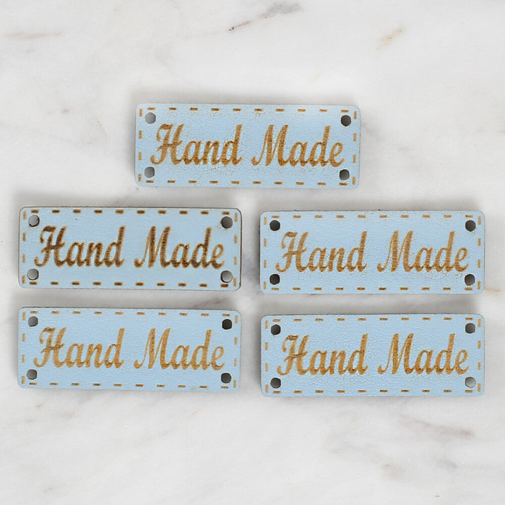 Loren Crafts 5'li Handmade Yazılı Mavi Deri Etiket
