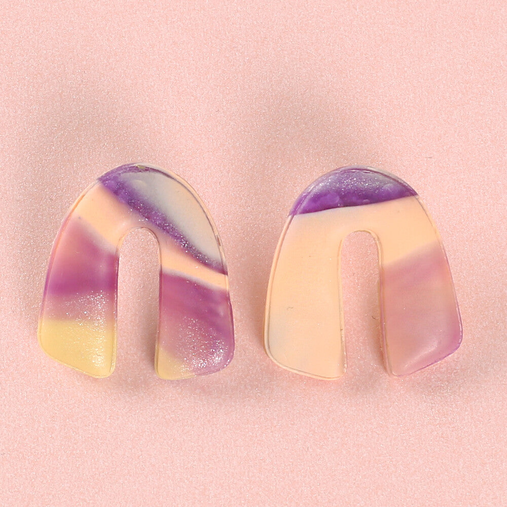 Clotho El Yapımı Gökkuşağı Ebruli Küpe