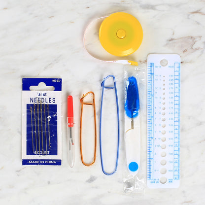 Loren Çantalı Tığ ve Örgü Aksesuarları Seti-Çiçek Desenli