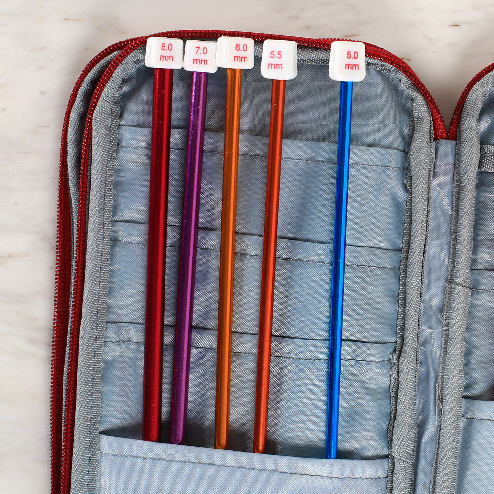 Loren Çantalı Tunus Tığı ve Örgü Aksesuarları Seti-Geyik Desenli