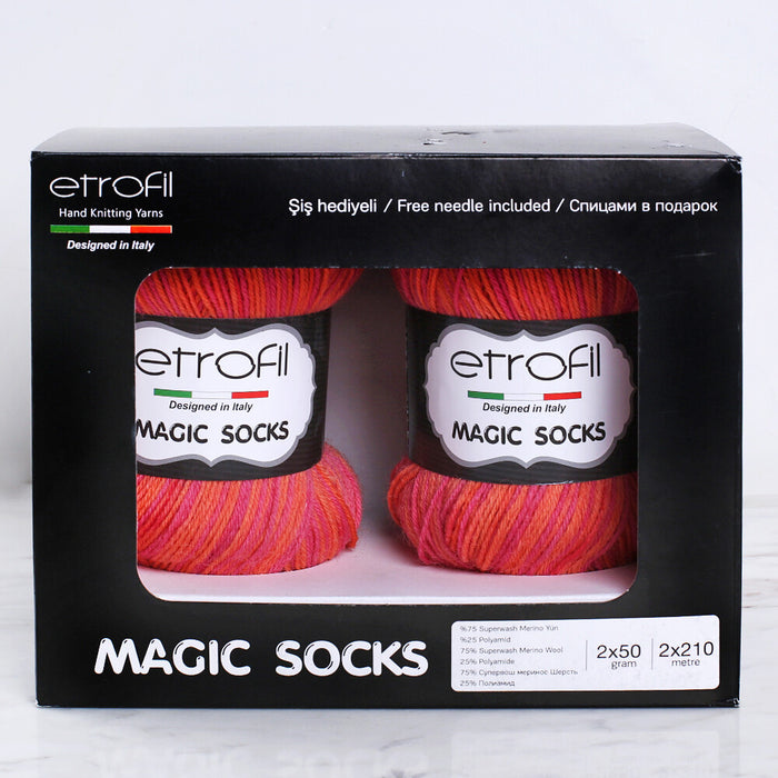 Etrofil Magic Socks Kit 2'li Yumak Ebruli Çorap Örgü İpi
