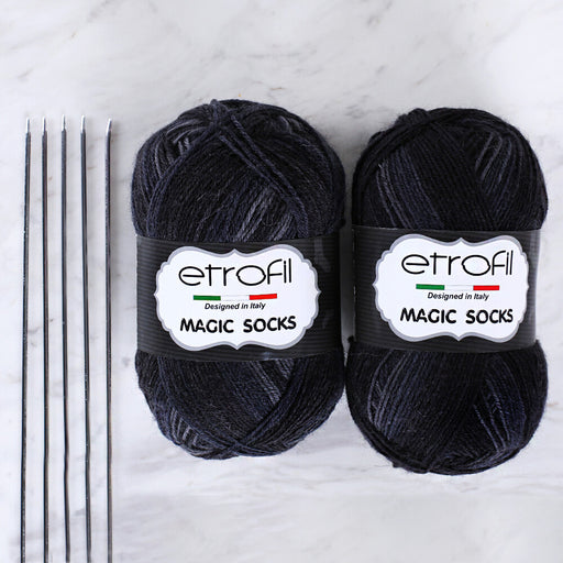 Etrofil Magic Socks Kit 2'li Yumak Ebruli Çorap Örgü İpi