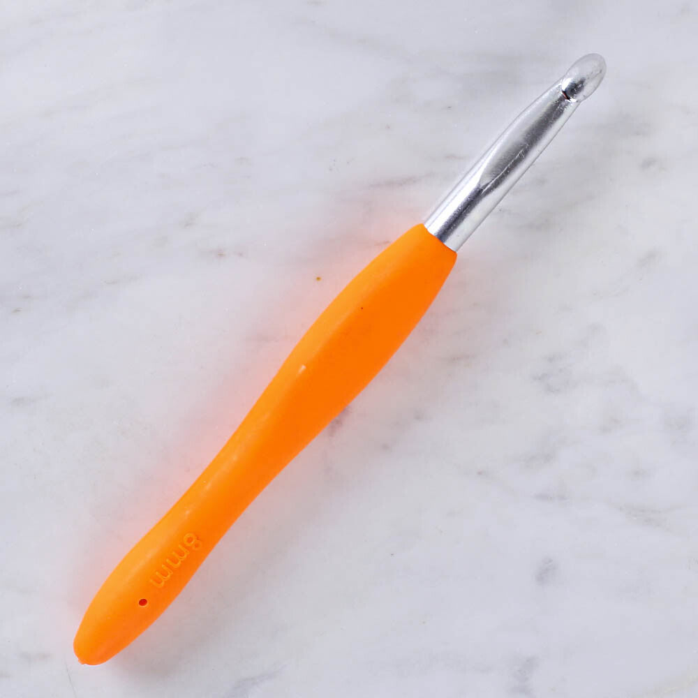 Yabalı Yumuşak Saplı Yün Tığ 8 mm Neon Turuncu - YBL - 323