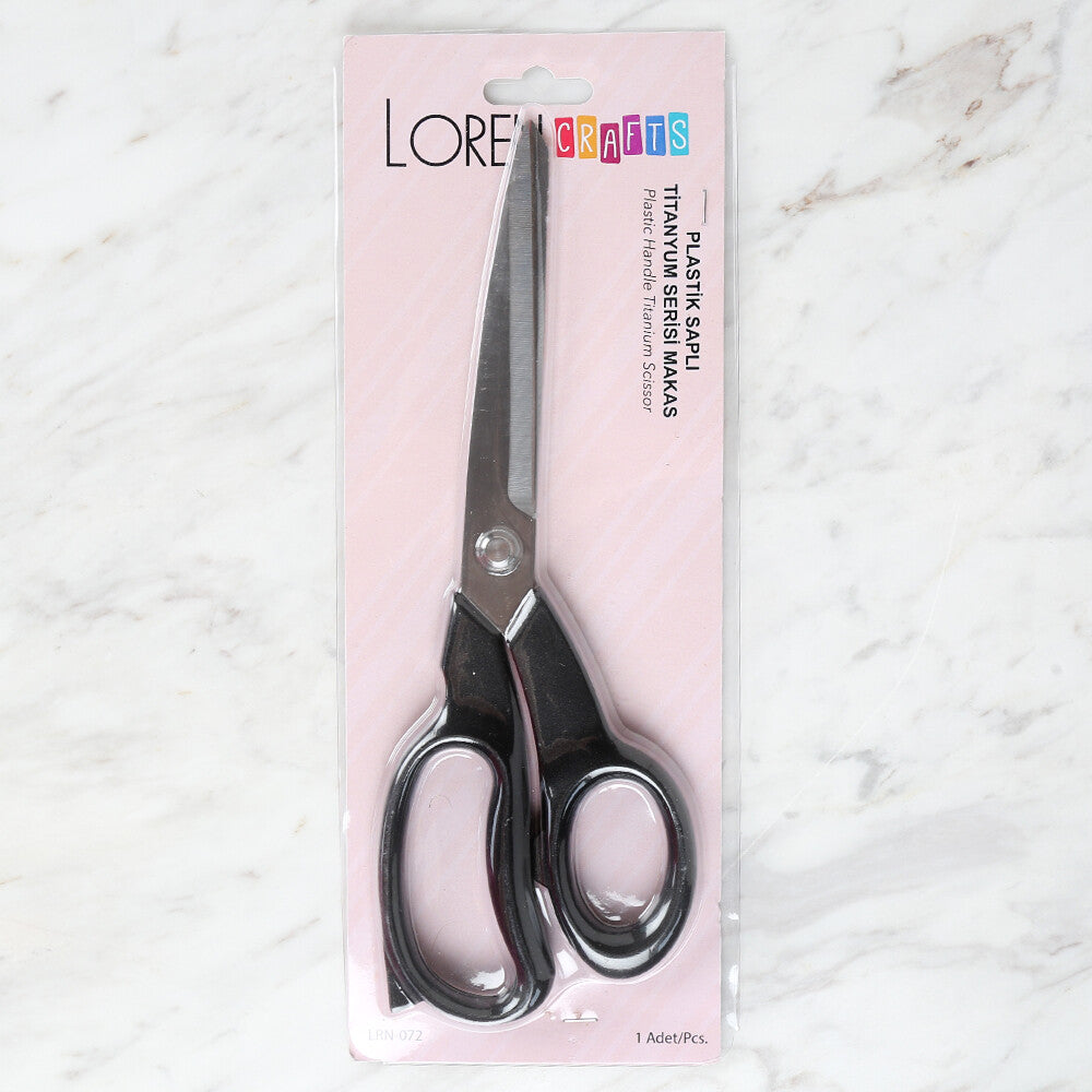 Loren Crafts Plastik Saplı Titanyum Makas Siyah LRN - 072 \ 7 Numara