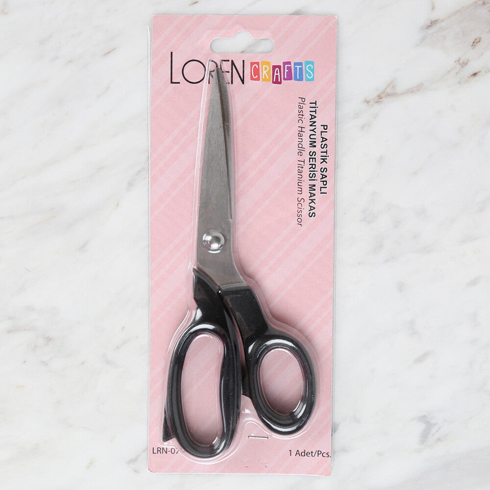 Loren Crafts Plastik Saplı Titanyum Makas Siyah LRN - 070 \ 5 Numara