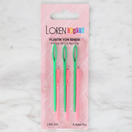 Loren Crafts Plastik 6'lı Yün İğnesi Yeşil-Pembe LRN - 334