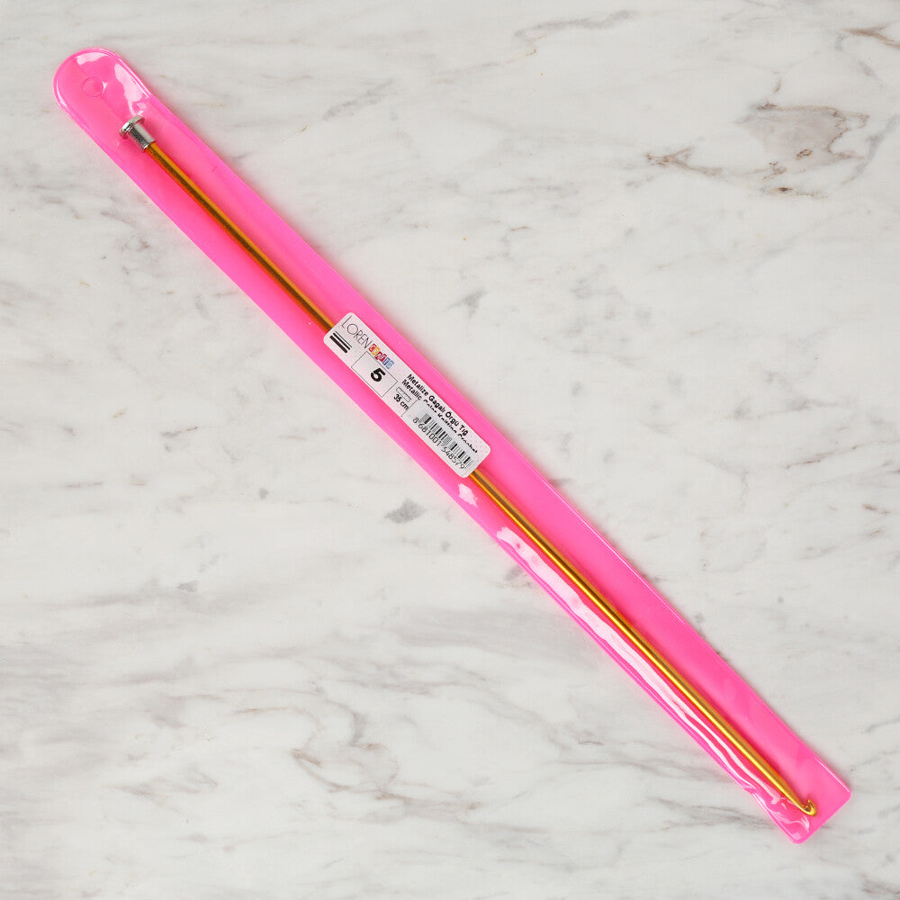 Loren Crafts 5 mm 35 cm Sarı Renkli Metal Gagalı Örgü Tığ - LRN327