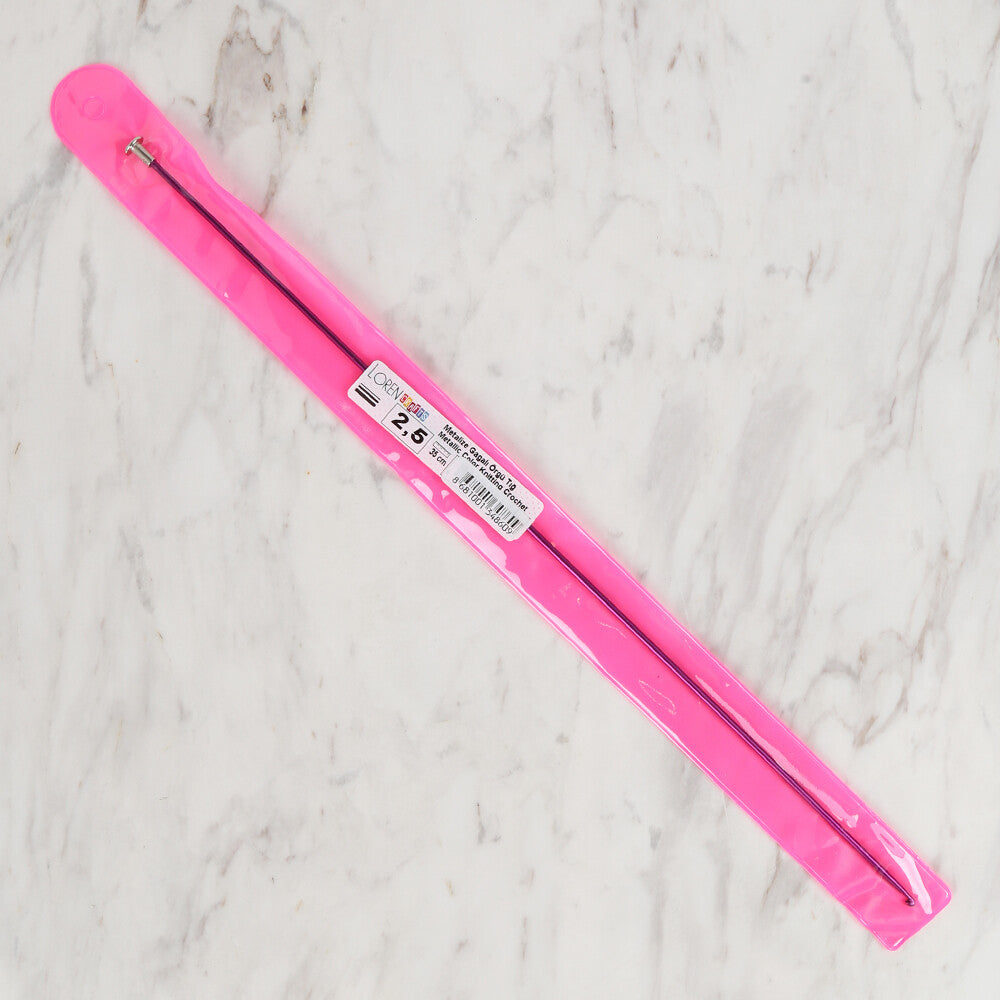 Loren Crafts 2,5 mm 35 cm Mor Renkli Metal Gagalı Örgü Tığ - LRN327