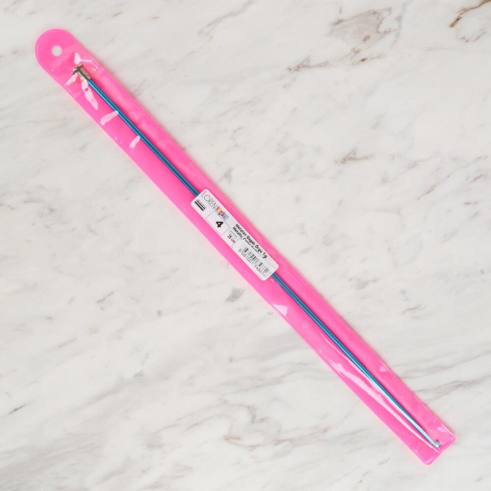 Loren Crafts 4 mm 35 cm Mavi Renkli Metal Gagalı Örgü Tığ - LRN327