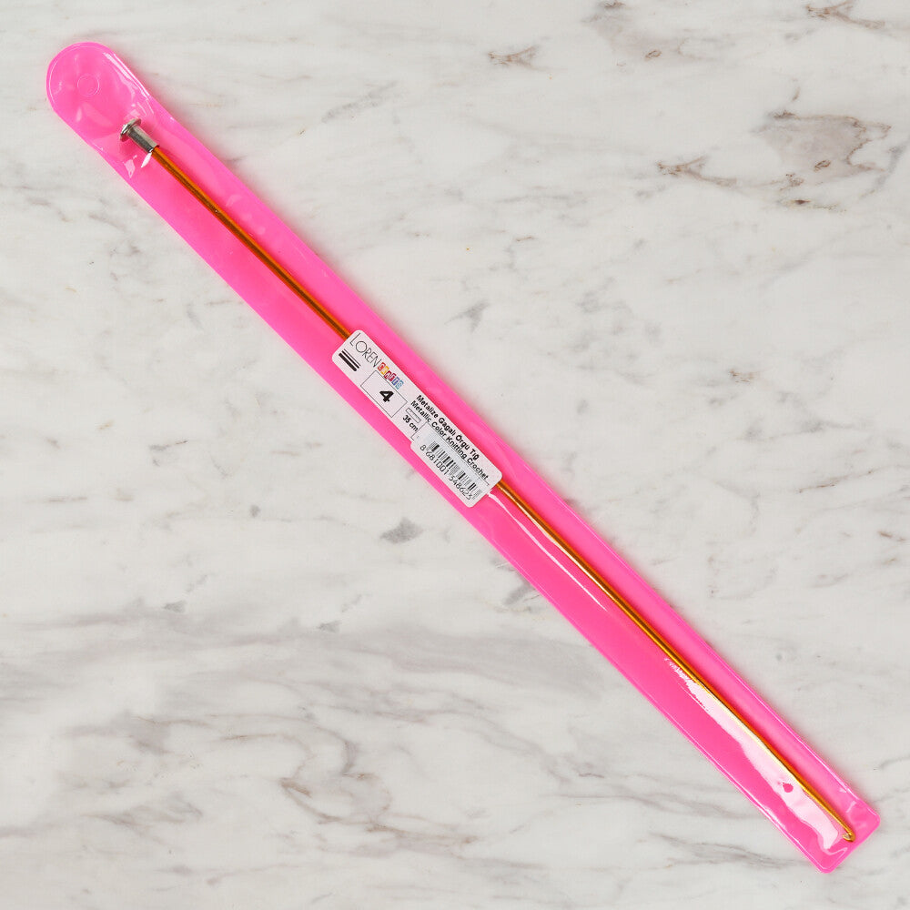 Loren Crafts 4 mm 35 cm Sarı Renkli Metal Gagalı Örgü Tığ - LRN327