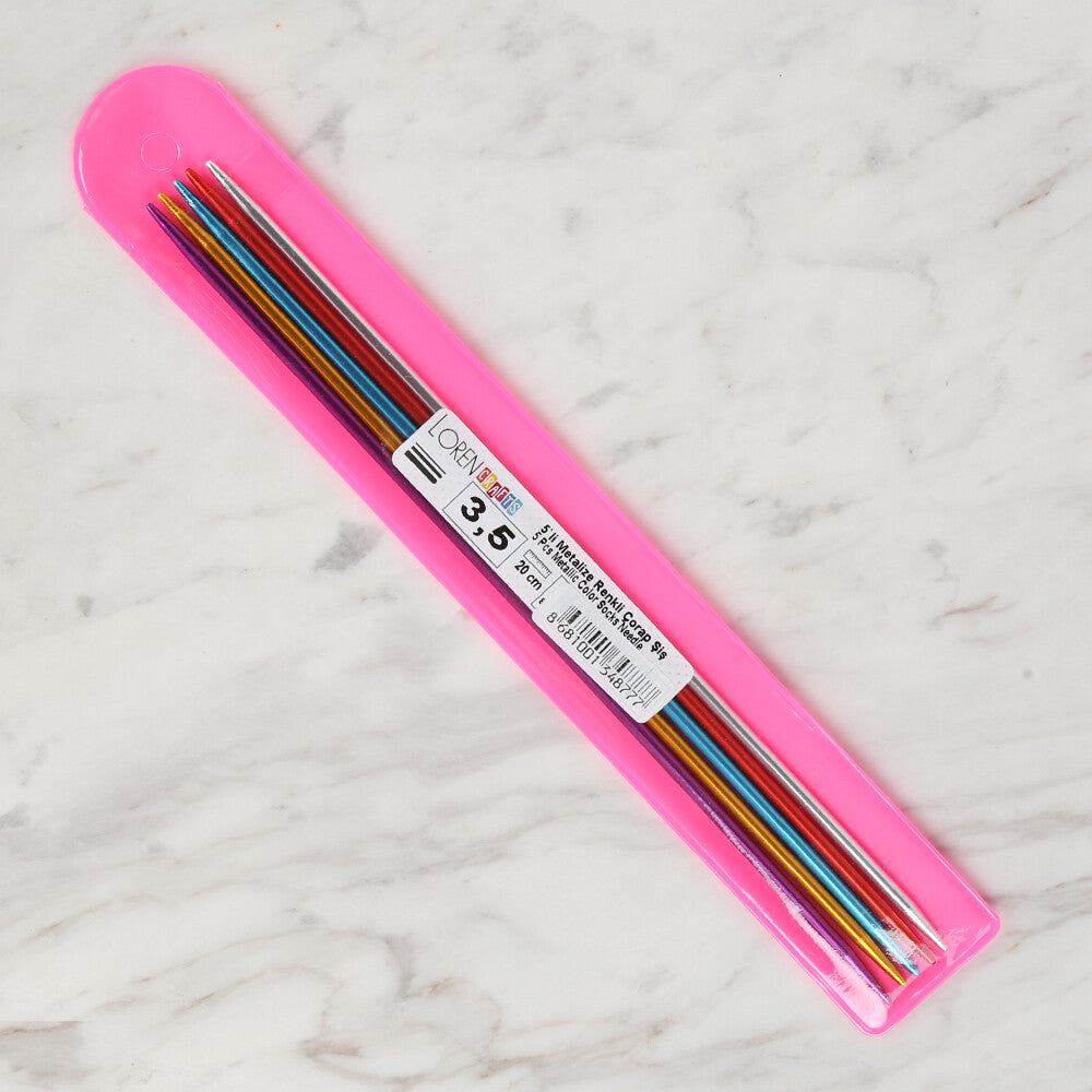 Loren Crafts 3,5 mm 20 cm Renkli Metal Çorap Şişi - LRN317