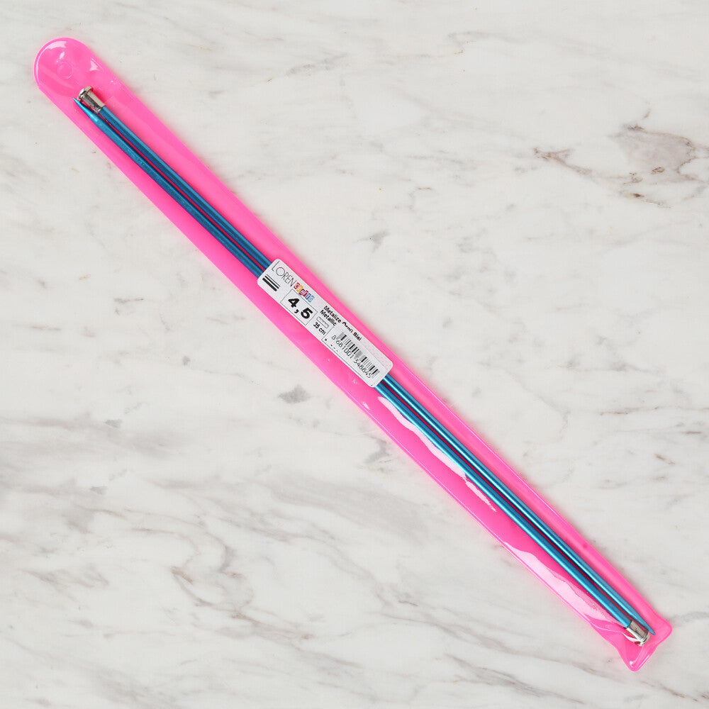 Loren Crafts 4,5 mm  35 cm Mavi Metal Örgü Şişi - LRN320