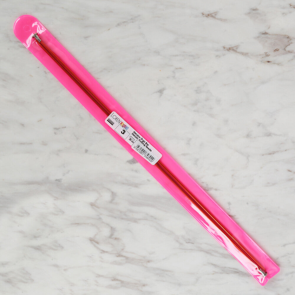 Loren Crafts 3 mm  35 cm Kırmızı Metal Örgü Şişi - LRN320