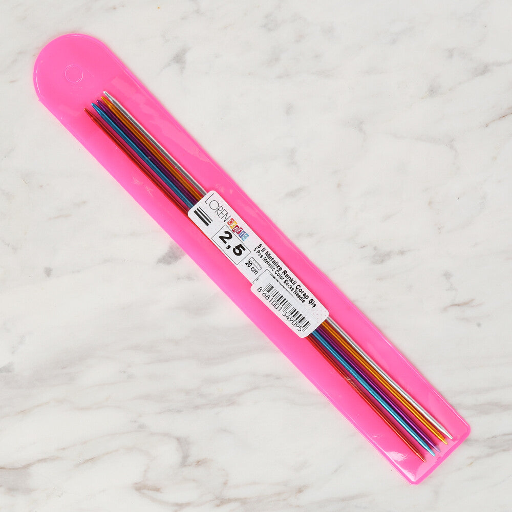 Loren Crafts 2,5 mm 20 cm Renkli Metal Çorap Şişi - LRN317