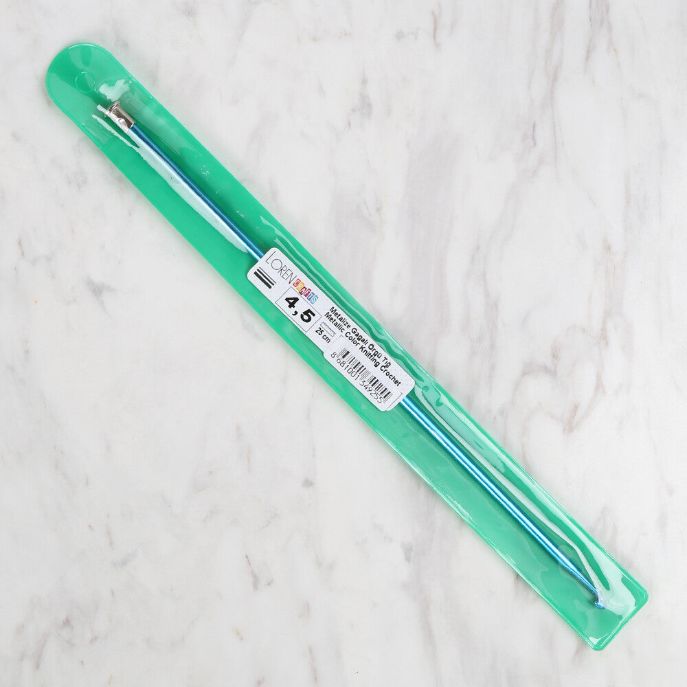 Loren Crafts 4,5 mm 25 cm Mavi Metal Gagalı Örgü Tığ - LRN325