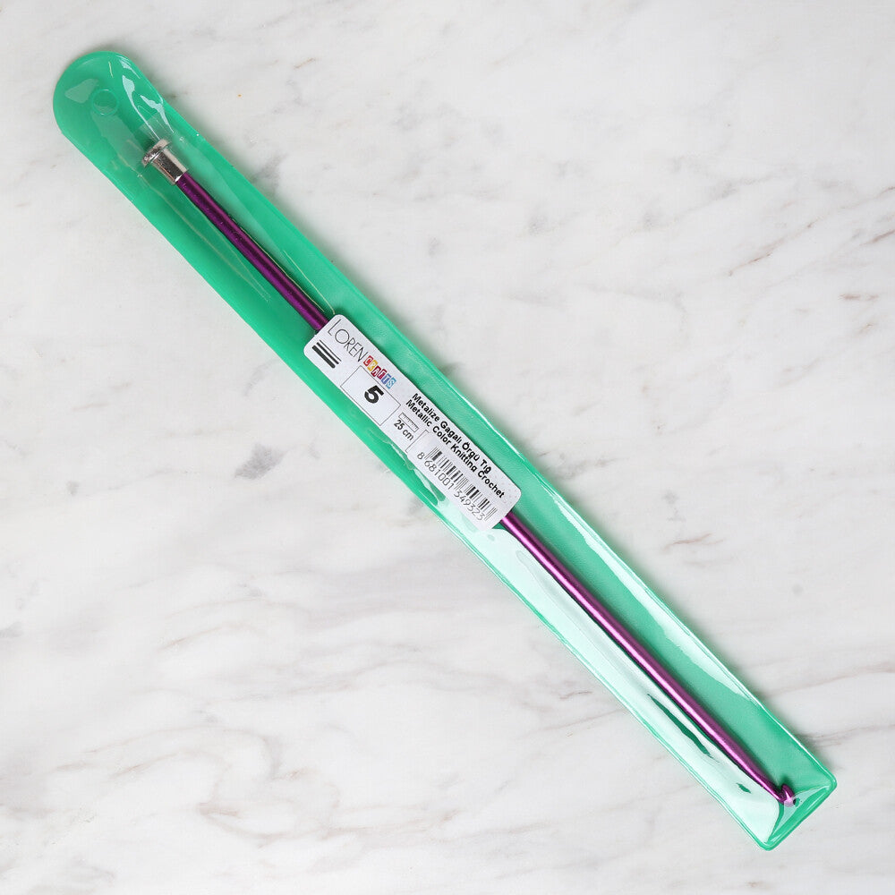 Loren Crafts 5 mm 25 cm Mor Metal Gagalı Örgü Tığ - LRN325