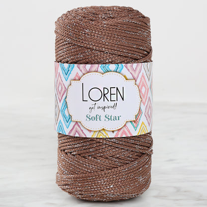 Loren Soft Star Makrome İpi Gümüş Simli Kahverengi RM100