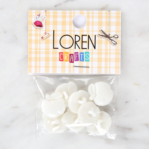 Loren Crafts 8'li Beyaz Elma Düğme - 3001